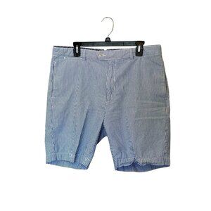 Cremieux Blue White Striped Shorts Men's Size 36Flat Front Summer Seer Sucker